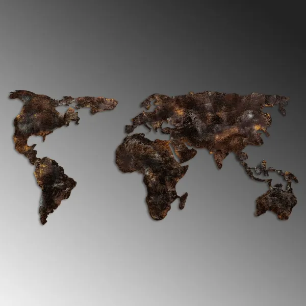 Dekoratívny kovový doplnok na stenu World Map 25