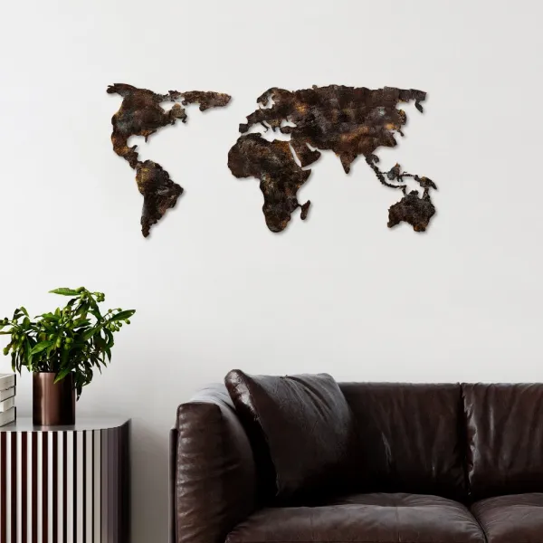 Dekoratívny kovový doplnok na stenu World Map 25