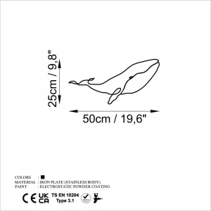 Dekoratívny kovový doplnok na stenu Whale - M