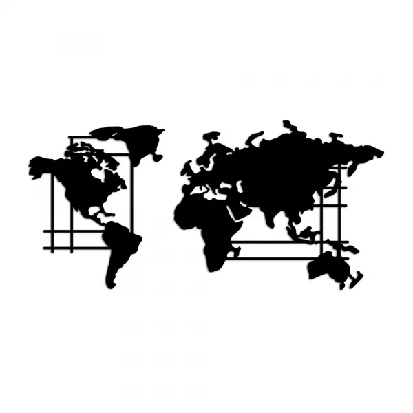Dekoratívny kovový doplnok na stenu World Map - L