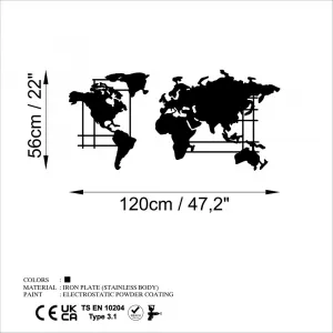 Dekoratívny kovový doplnok na stenu World Map - L