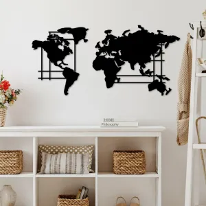 Dekoratívny kovový doplnok na stenu World Map - L