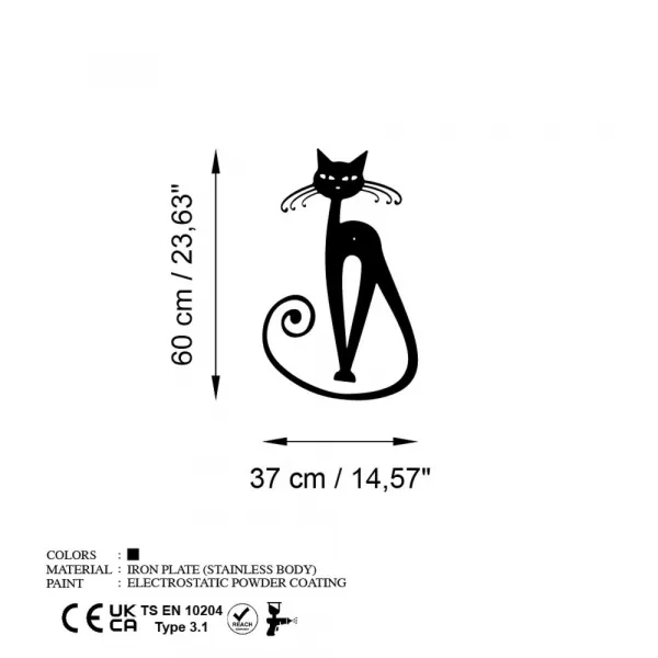 Dekoratívny kovový doplnok na stenu Cat 6