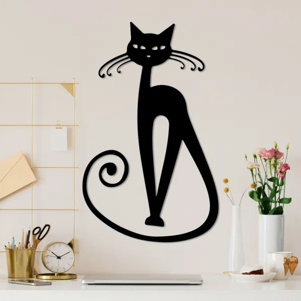 Dekoratívny kovový doplnok na stenu Cat 6