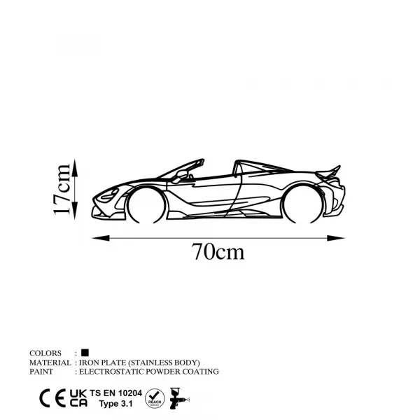 Dekoratívny kovový doplnok na stenu McLaren 720S Silhouette