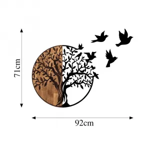 Dekoratívny drevený doplnok na stenu Tree And Birds - 322