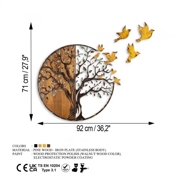 Dekoratívny drevený doplnok na stenu Tree And Birds - 322-A