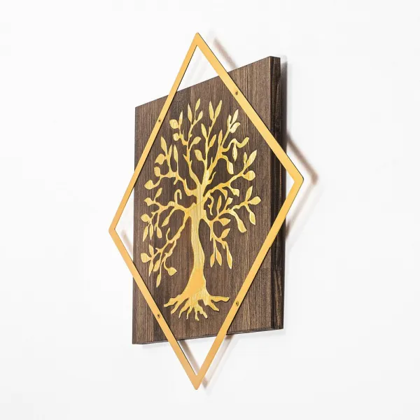 Dekoratívny drevený doplnok na stenu Tree v2 - Gold