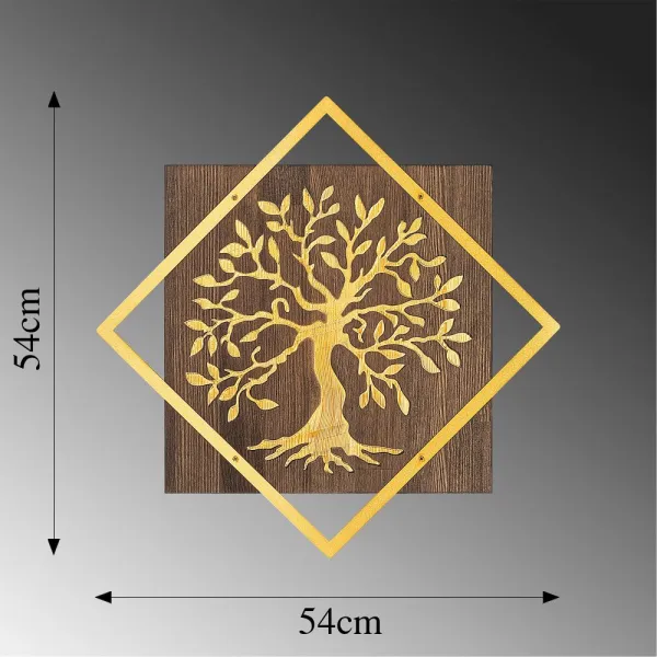 Dekoratívny drevený doplnok na stenu Tree v2 - Gold