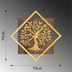 Dekoratívny drevený doplnok na stenu Tree v2 - Gold
