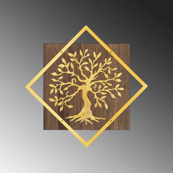 Dekoratívny drevený doplnok na stenu Tree v2 - Gold