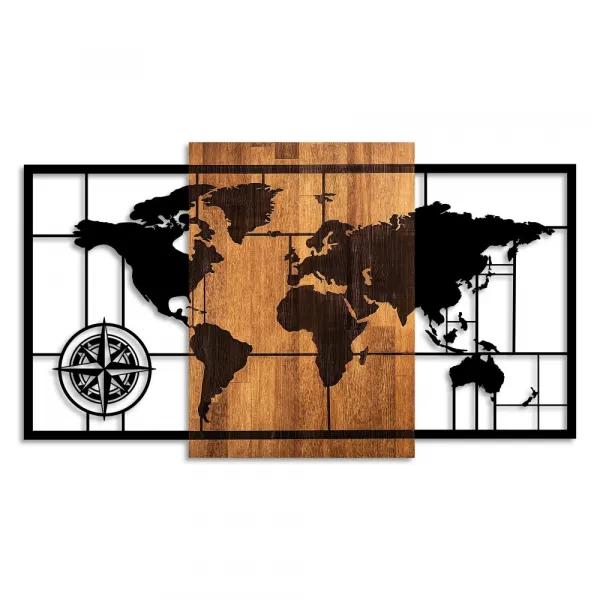 Dekoratívny drevený doplnok na stenu World Map 1-L