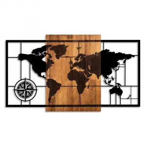 Dekoratívny drevený doplnok na stenu World Map 1-L