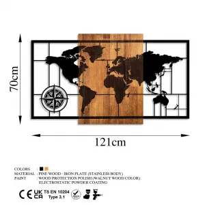 Dekoratívny drevený doplnok na stenu World Map 1-L