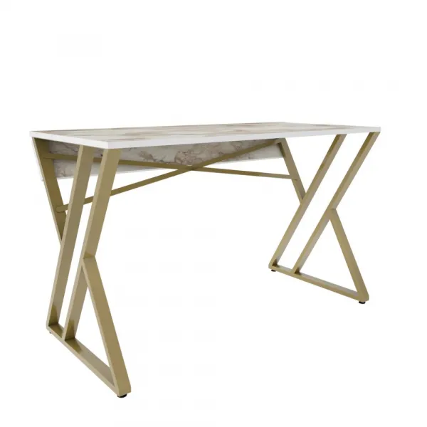 Písací stôl Gyza - White, Gold