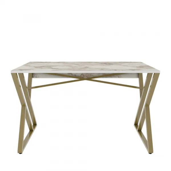 Písací stôl Gyza - White, Gold
