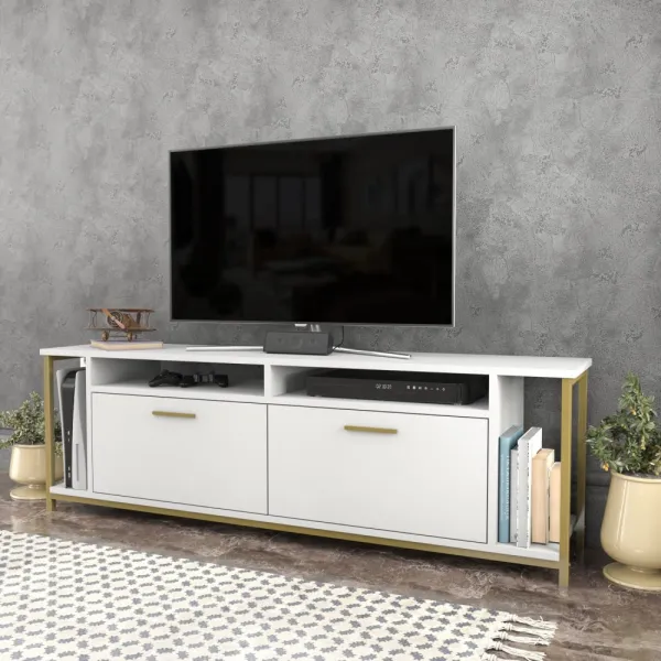 TV stolík Omar - White, Gold