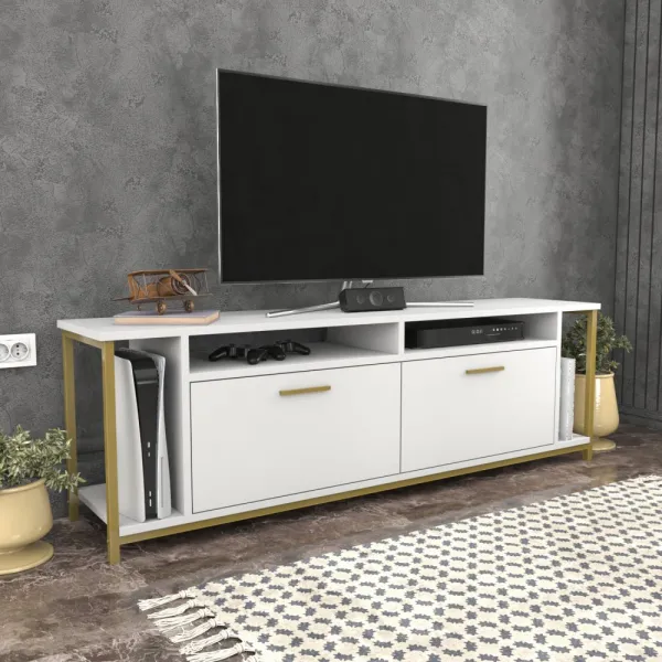 TV stolík Omar - White, Gold