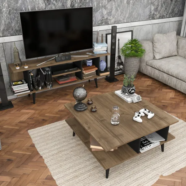 Konferenčný stolík Akya - Walnut, Black
