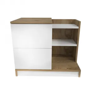 Nočný stolík Rena - White, Walnut