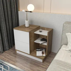 Nočný stolík Rena - White, Walnut