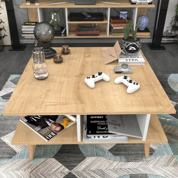 Konferenčný stolík Akya - Oak, White