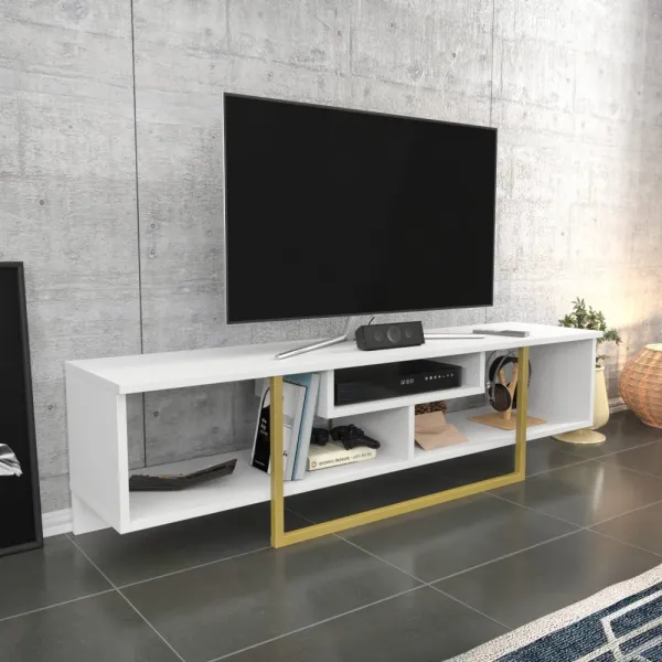 TV stolík Asal 150 - White, Gold