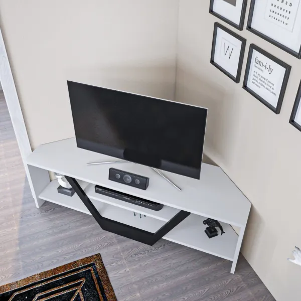 TV stolík Sares - White, Black