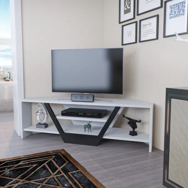 TV stolík Sares - White, Black