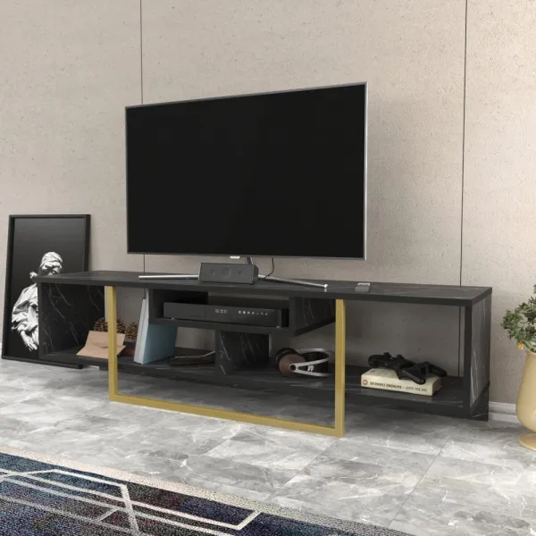 TV stolík Asal 150 - Black, Gold