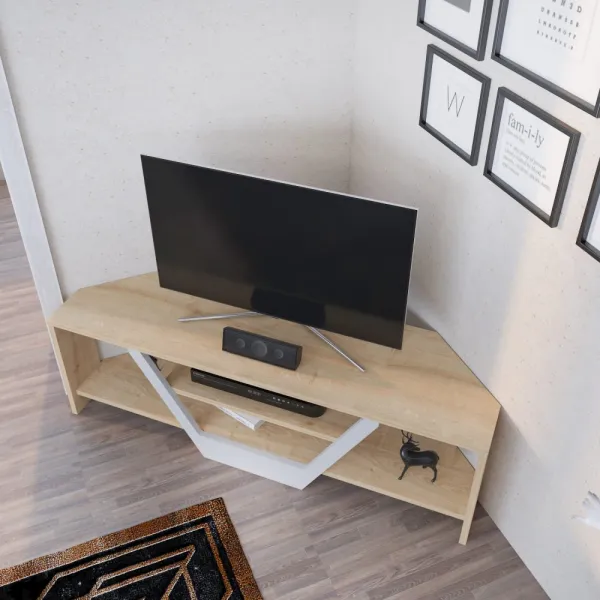 TV stolík Sares - Oak, White