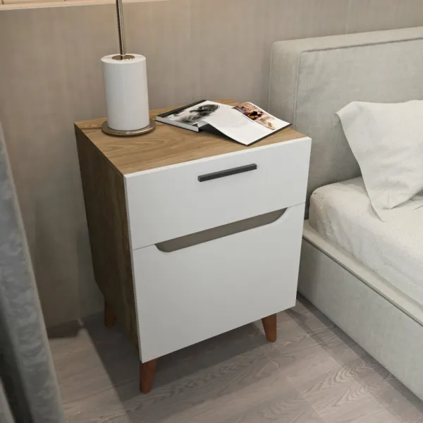 Nočný stolík Losso - White, Oak