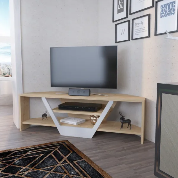 TV stolík Sares - Oak, White