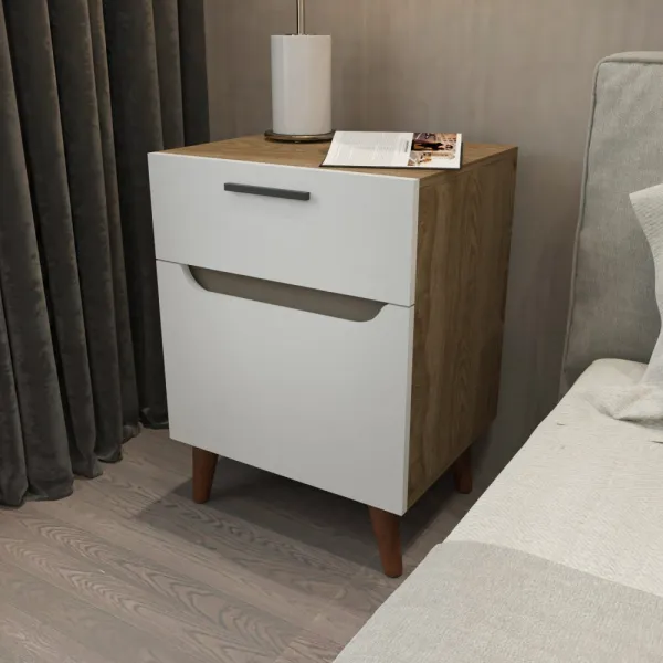 Nočný stolík Losso - White, Oak