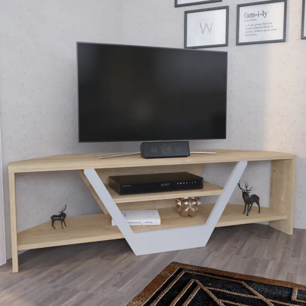 TV stolík Sares - Oak, White