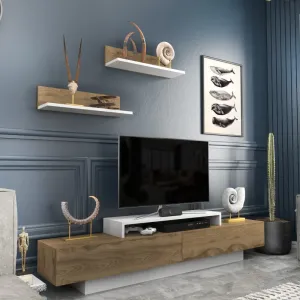 TV skrinka / Obývacia stena Lusi - White, Oud Oak