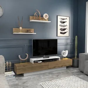 TV skrinka / Obývacia stena Lusi - White, Oud Oak
