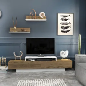 TV skrinka / Obývacia stena Lusi - White, Oud Oak