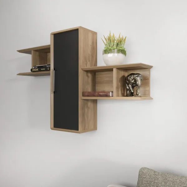 Nástenná polica Olida - Walnut, Black