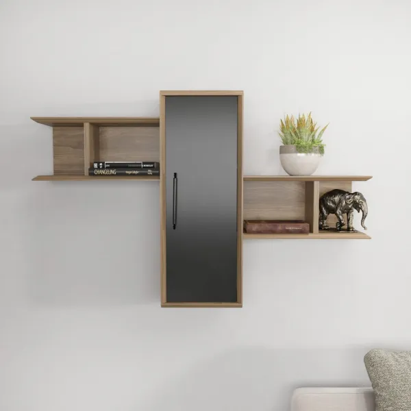 Nástenná polica Olida - Walnut, Black
