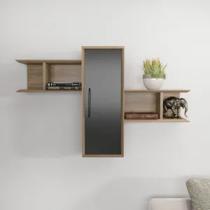 Nástenná polica Olida - Walnut, Black