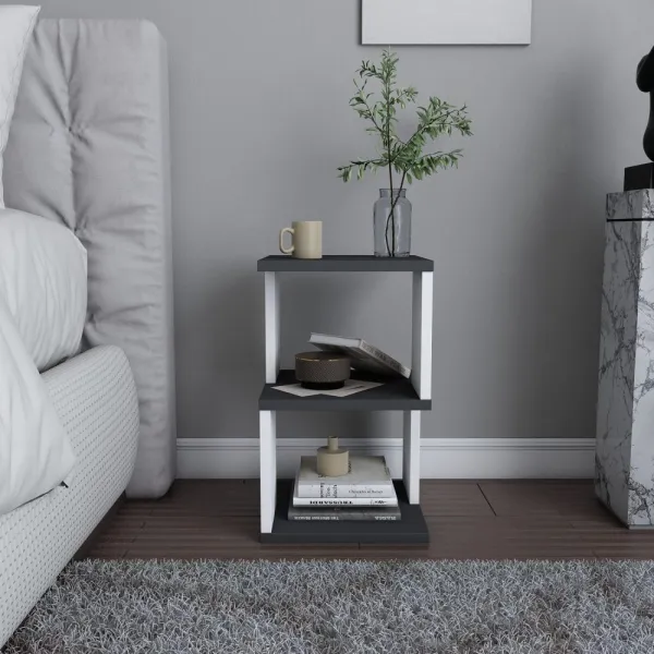 Nočný stolík Carter - Anthracite, White