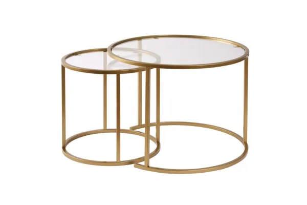 Súprava konferenčných stolíkov Aurum - 60, 42 - Gold, Transparent