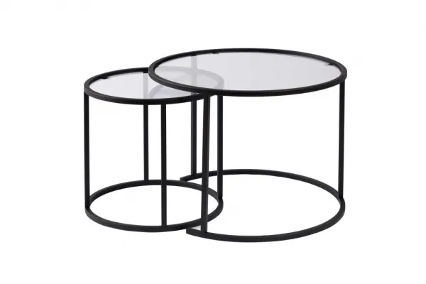 Súprava konferenčných stolíkov Aurum - 60, 42 - Black, Transparent