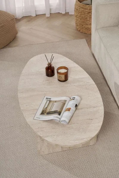Konferenčný stolík Orba - Travertine