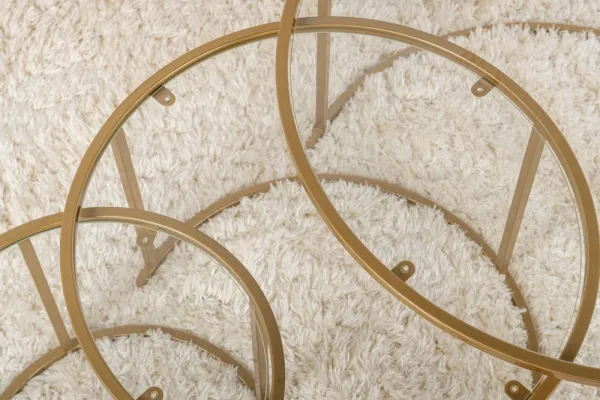 Súprava konferenčných stolíkov Aurum - 80, 60, 42 - Gold, Transparent