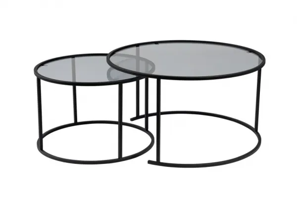 Súprava konferenčných stolíkov Aurum - 80, 60 - Black, Grey