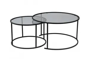 Súprava konferenčných stolíkov Aurum - 80, 60 - Black, Grey