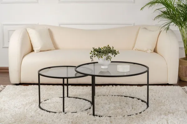 Súprava konferenčných stolíkov Aurum - 80, 60 - Black, Grey