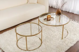 Súprava konferenčných stolíkov Gold-Transparent-80-60